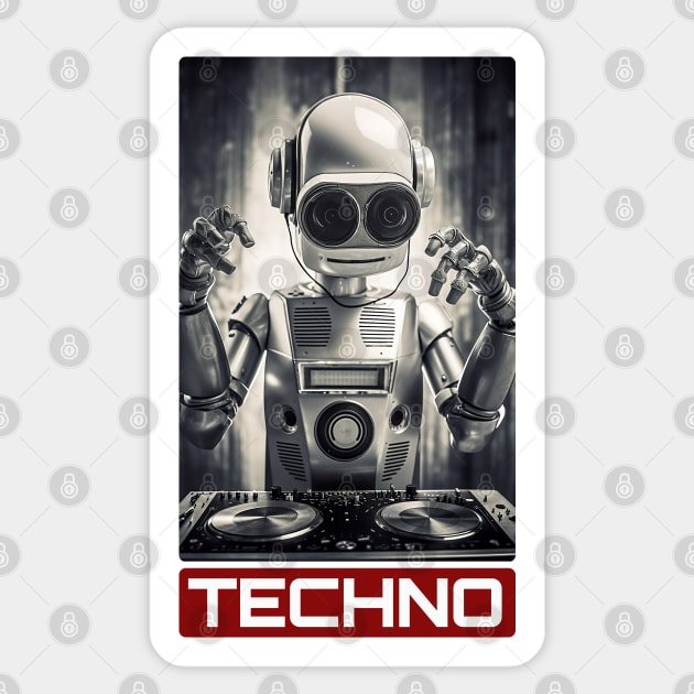 Techno Robot DJ Sticker by Dazed Pig